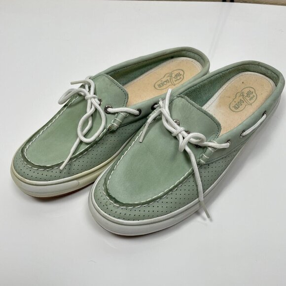 Sperry Topsider Teal Slide on Leather Boat Shoes size: 9 - Picture 2 of 13
